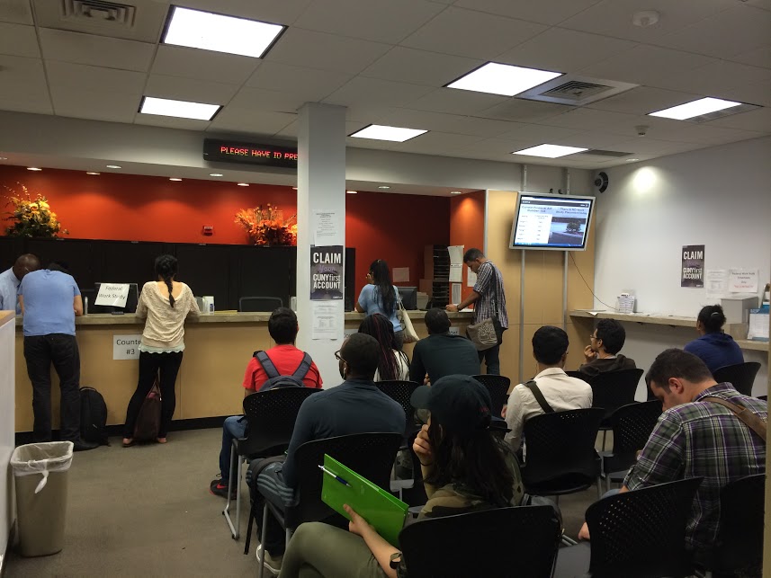The scene at CCNY's financial aid office