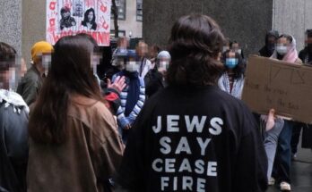 Protestors outside of Hunter College