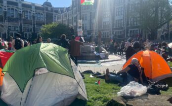 an encampment on city college campus
