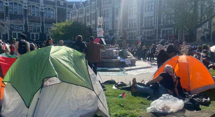 an encampment on city college campus