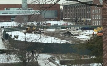 photo of east quad under construction