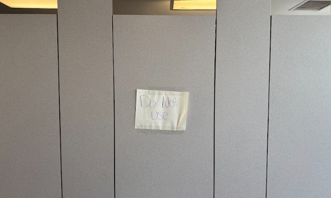 Out-of-order stall in Remsen Hall.
