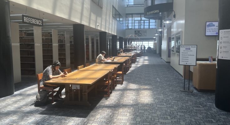 Students in the Cohen Library.